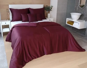 Kvalitná luxusná posteľná bielizeň - Luna plum Bambusový satén 1x 140/220, 1x 70/90