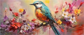 Obraz - Maľba vtáčika (120x50 cm)