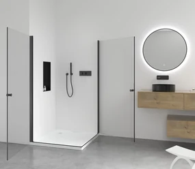 CERANO - Sprchovací kút Antelo Duo L/P - čierna matná, transparentné sklo - 120x120 cm - krídlový, CER-CER-482332