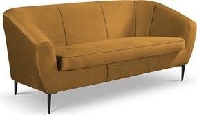 Trojmiestna pohovka Olivio, horčicovo žltá zamatová látka