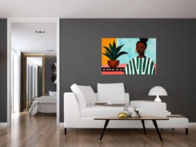 Obraz - Žena s kvetinou (90x60 cm)