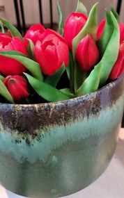 Kytica 7ks červených realistických tulipánov - 31cm