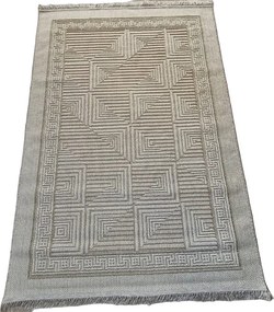 Béžový koberec Boho 874-B s geometrickým vzorom kociek Rozmer: 80x250 cm