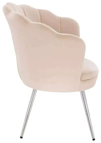 LuxuryForm DESIGN Kreslo FREY VELUR so striebornými nohami - krémové