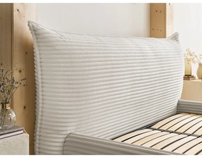 Béžová čalúnená dvojlôžková posteľ s úložným priestorom s roštom 180x200 cm Jade – Bobochic Paris