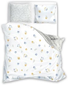 Bavlněné povlečení Letní sen 022 140x200 cm + 70x90 cm bílé/šedé