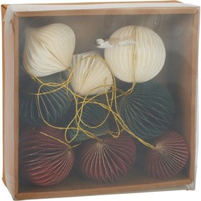 Súprava 9 ks vianočných ozdôb Ornaments, červená-zelená-biela, 6 cm, honeycomb