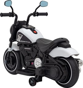 Ramiz Elektrická motorka Chopper FASTER pre deti biela + FM rádio + audio panel + LED