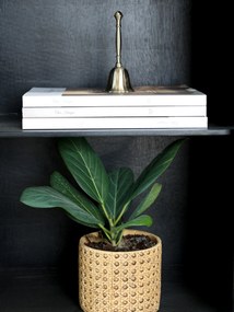 Hnedý obal na kvetináč s prúteným vzorom Corte - Ø 13,5*11,5cm