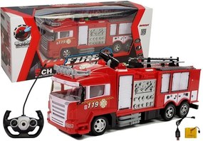 LEAN Toys Hasičské auto pre rádiové diaľkové ovládanie (R/C), červené