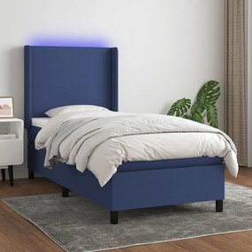 Posteľ boxsping s matracom a LED modrá 100x200 cm látka 3138139