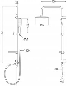 Mexen sprchový stĺp X49 s hornou a ručnou sprchou hlavicou, čierny / zlatý - 798494991-75