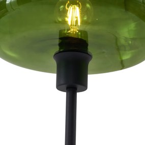 Retro stolová lampa čierna so zeleným sklom - Bizle