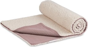 Obojstranný prehoz z mušelínu a umelej kožušiny tmavo ružová 140x200 cm