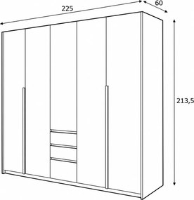 ŠATNÍKOVÁ SKRIŇA VALLEN DUB CRAFT + BIELA 225 cm