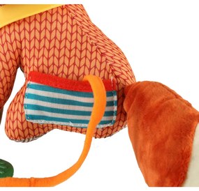 KIK Senzorický maskot líška na kočík – plyšová hračka s hryzátkom, hrkálkou a zvončekom