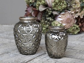 Champagne antik sklenená dekoračná váza / svietnik Viria - Ø 8*10 cm