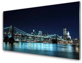 Skleneny obraz Most mesto architektúra noc 100x50 cm