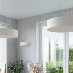 Stropné svietidlo Skala, 1x biele textilné tienidlo, (biele sklo), (fi 30 cm)