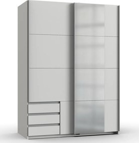 Šatníková skriňa so zrkadlom Emden, 135 cm, biela