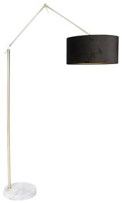 Moderná stojaca lampa zlatý zamatový tienidlo čierna 50 cm - Editor