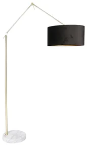Moderná stojaca lampa zlatý zamatový tienidlo čierna 50 cm - Editor
