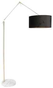 Moderná stojaca lampa zlaté velúrové tienidlo čierna 50 cm - Redaktor