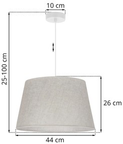 Závesné svietidlo Len1, 1x svetlobéžové textilné tienidlo, (fi 44 cm), w