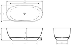Mexen Pure, voľne stojaca priesvitná vaňa 170 x 80 cm, chrómová zátka, 58071708012