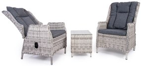 Balkónový nábytok KINGSMAN svetlo-sivý s tmavosivými poduškami