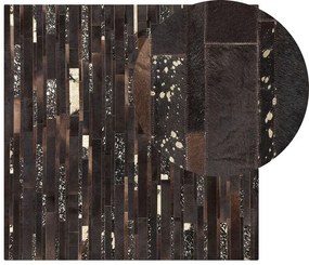 Kožený koberec 200 x 200 cm hnedý ARTVIN Beliani