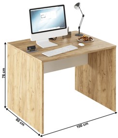 Kondela PC stôl, dub artisan/biela, RIOMA TYP 12