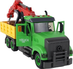 LEAN Toys Vozidlo s výklopnou korbou a žeriavom na skrutkovanie a odskrutkovanie – DIY
