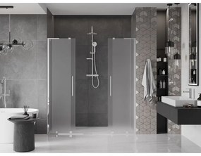 Mexen Velar L Duo, posuvné sprchové dvere do otvoru 200 cm, 8mm sklo námraza, chrómová, 871-200-003-32-01