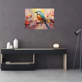 Sklenený obraz - Maľba vtáčika (70x50 cm)