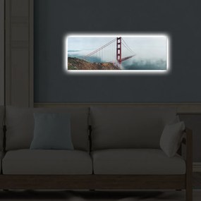 Obraz s LED osvetlením GOLDEN GATE V MLHE 64 30 x 90 cm