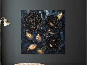 drevko |  Štvordielny obraz Zlatá trojruža  100 x 100 cm