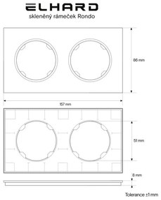 Elhard Sklenený dvojitý rámček Rondo Glass, biely RG3102W