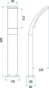 Toolight Toolight,, JNH033-G, záhradný LED stĺpik, v. 60 cm, 12 W, 4500 K, IP44, čierna matná, OSW-56227