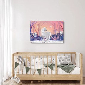 Obraz - Jednorožec v magickom lese (90x60 cm)
