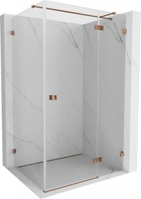 Mexen Lunar T, výklopný sprchový kút pravý 110 x 100 cm, 8mm číre sklo, profil ružové zlato, 834T-110-100-60-00-P