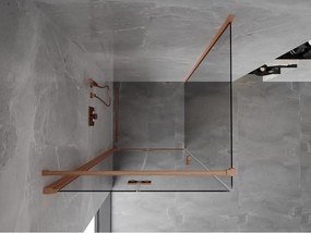 Mexen Mist-F T, 1-krídlový skladací sprchový kút ľavý 75 x 75 cm, priehľadný, brúsená meď - 8A6T-075-075-65-00-L