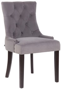 Jedálenská stolička Aberdeen - zamat, drevené nohy antik tmavé - Sivá