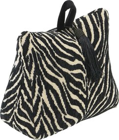 Krémovo-čierna bavlnená dverná zarážka Zebra - 10*21*17cm