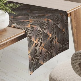 Biante Zamatový behúň na stôl Isabela IBL-012 Rose Gold trojuholníky na hnedom 20x120 cm