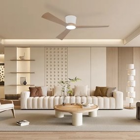 ZEVENTI - LED stropný ventilátor AUREX LED/24W/230V Wi-Fi Tuya biela/dub + diaľkový ovládač