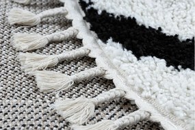 Okrúhly koberec BERBER TROIK, biely, strapce, Maroko Shaggy