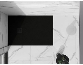 Mexen Stone+, obdĺžniková vanička z minerálneho kompozitu 110 x 80 cm, čierna, čierna krytka, 44708011-B