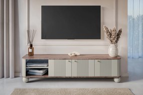 TV stolík Vespera 3D 187 cm - kašmírová / orech / zlatá / kašmírové nohy