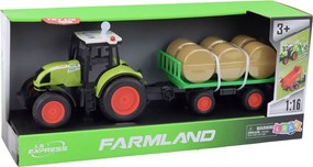 LEAN Toys Poľnohospodársky traktor Poľnohospodársky príves Balíky sena Zelená 1:16